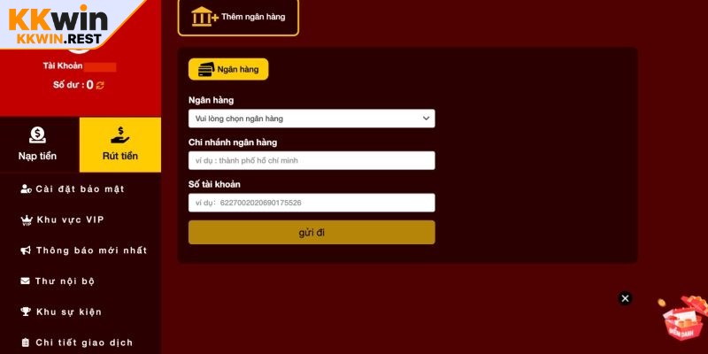 Quy trình rút tiền KKWIN dễ dàng cho bet thủ