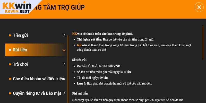 Những lưu ý quan trọng khi rút tiền tại nhà cái KKWIN